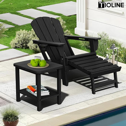 Patio Side Table, Outdoor HDPE Adirondack End Table for Patio,Outdoor Side Table for Backyard, Garden, Pool, Lawn,Black