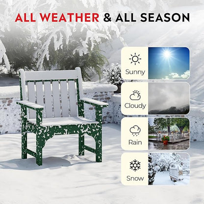 Costaelm Outdoor Dining Arm Chair, Patio HDPE Garden Dining Table Chair, Poly Lumber Waterproof Restaurant Bistro Farmhouse Chairs for Outside Porch Backyard, Dark Green