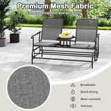 Tangkula 2 Person Swing Glider Chair, Patio Rocking Loveseat w/Center Tempered Glass Table - Photo 8