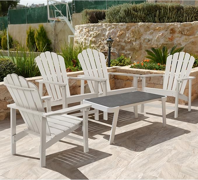 Stackable Adirondack Chair, Space Saving HDPE All-Weather Fire Pit Chairs for Outdoor Lawn Porch Deck