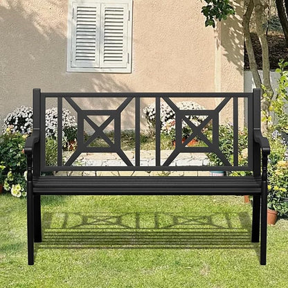 SHGJ&SOFT Outdoor Bench, Garden Bench, Outdoor Metal Frame Patio Park Bench,for Porch, Lawn,Garden,Yard (BK-05)