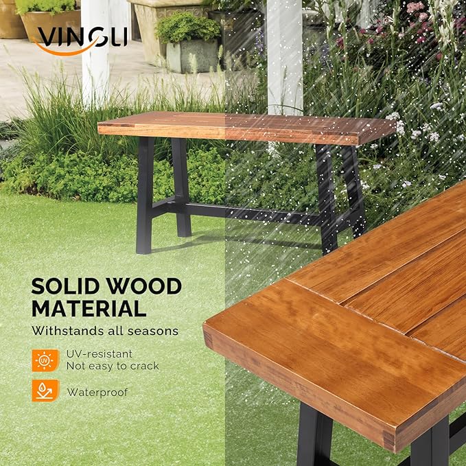 VINGLI Outdoor Bench with Metal Legs Rustic - Photo 4