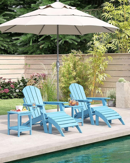 BRIOPAWS Folding-Adirondack-Chairs Set of 4 | HDPE | Fire Pit Chair | Cup Holder | Weather Resistance | Arctic | for Outdoor Backyard Deck Patio