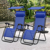MoNiBloom Patio Zero Gravity Chair Outdoor Recliner Lounger with Canopy Shade and Foot Rest, Cup Holder, 330lbs Capacity - Photo 4