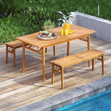 Tangkula 63-Inch Acacia Wood Outdoor Dining Table for 6, Large Rectangular Patio Dining Table with 1.97" Umbrella Hole - Photo 2