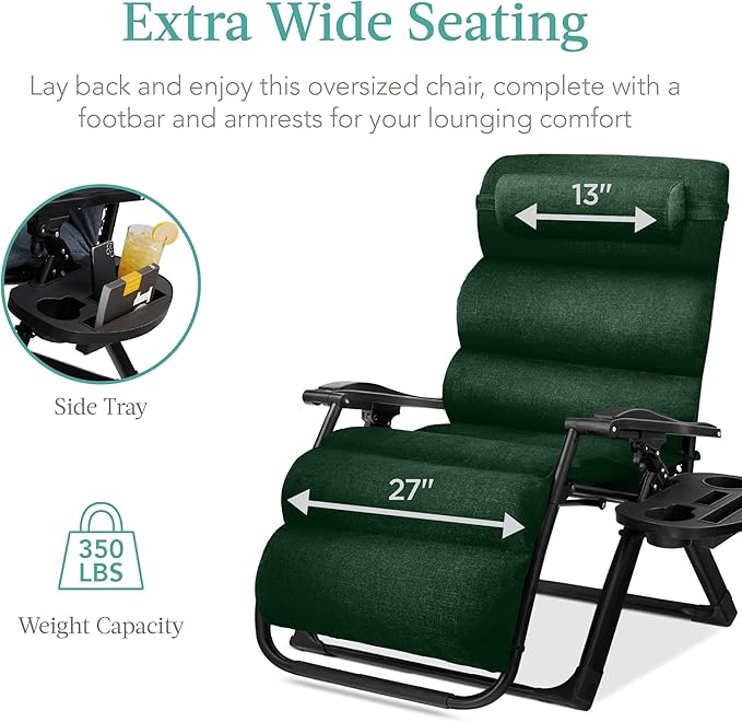 Best Choice Products Oversized Zero Gravity Chair, Folding Outdoor Patio Recliner - Photo 5