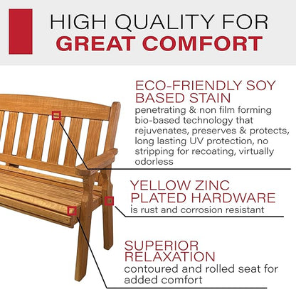 Amish Casual Outdoor Heavy Duty 800 LB Mission Pressure Treated Garden Bench(4 Foot, Cedar Stain)