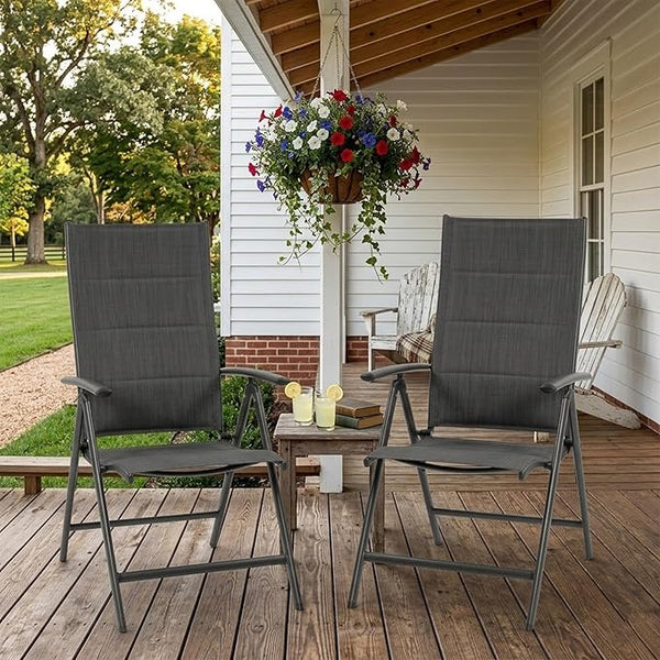 Kozyard 2-Pack Outdoor Patio Dining Chairs, Folding Reclining Patio Chairs with Breathable Textilene Fabric, Padded Seat - Photo 1
