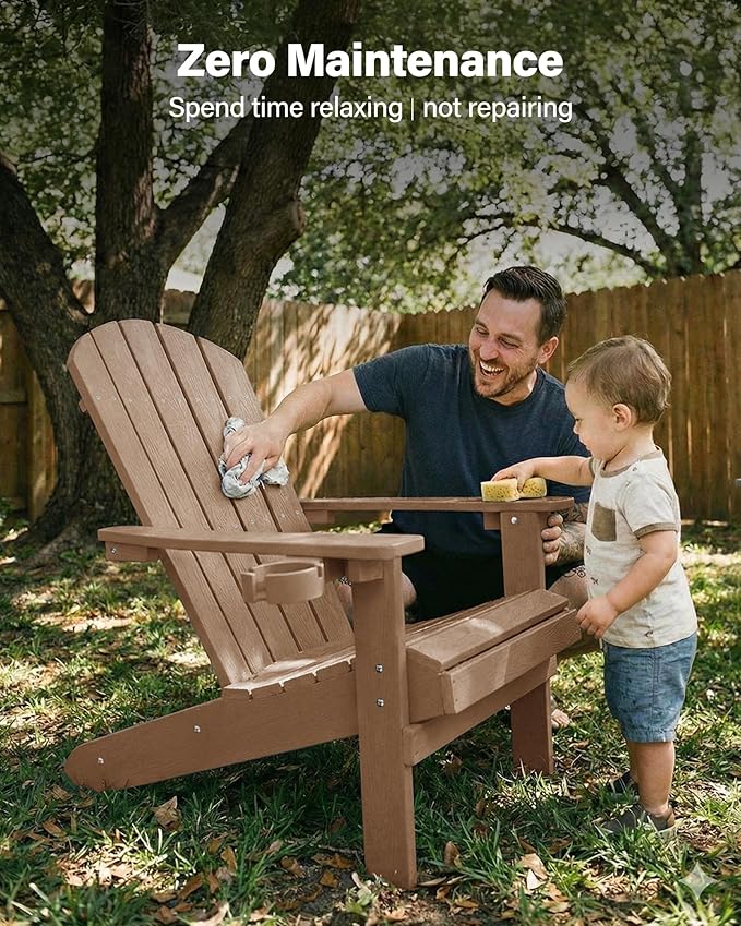 YEFU Adirondack Chair Weather Resistant: Outdoor Chair HIPS Plastic Adirondack Chairs - Patio Chairs with Cup Holder & - Photo 9