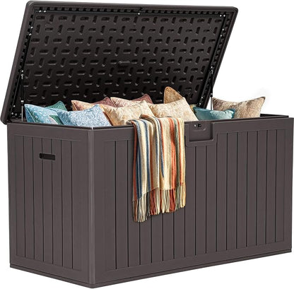 YITAHOME 220 Gallon Double-Wall Deck Box with Divider & Side Handles, Outdoor Large Storage for Patio Furniture Cushions, Garden Pool Accessories, Water Resistant & Lockable