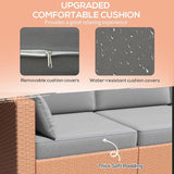 Outsunny Patio Couch PE Wicker Deep Seating Outdoor Sofa with Removable Cushions, 3 Seater Rattan Sofa - Photo 5