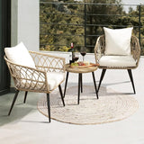Idzo Heavy Duty 500lbs Weight Capacity Wicker Bistro Table and Chairs Set of 2 with Premium Olefin Fabric Soft Cushions - Photo 2