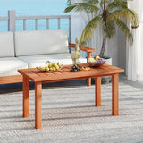HAPPYGRILL Outdoor Wooden Coffee Table Patio Solid Wood Center Table with Slatted Tabletop - Photo 5