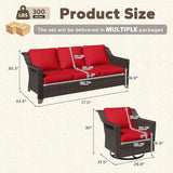 3 Pieces Patio Conversation Furniture Set - 1 Sofa, 2 Swivel Chairs - Photo 2