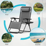 Homall Zero Gravity Chair Patio Folding Lawn Outdoor Lounge Gravity Camp Reclining Lounge Chair with Cup Holder Pillows - Photo 5