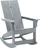 Flash Furniture Set of 2 Finn Modern Commercial Grade Adirondack Rocking Chairs - All-Weather Gray Poly Resin Wood - Photo 9