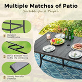 Outdoor Patio Dining Table for 6, 60" x 35" Rectangular Metal Patio Dining Table with Umbrella Hole for Garden - Photo 5