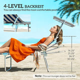 Outsunny Outdoor Lounge Chair, Adjustable Folding Chaise Lounge, Tanning Chair with Sun Shade for Beach, Camping, Hiking - Photo 3