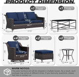 Joyside Wicker Patio Furniture Sets, 10 Pieces Upgraded Large Size Outdoor Furniture with 4 Swivel Rocking Patio Chairs - Photo 2