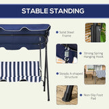 Outsunny 3-Seat Outdoor Patio Swing Chair with Removable Cushion, Steel Frame Stand and Adjustable Tilt Canopy for Patio - Photo 4