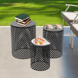 Outdoor Patio Coffee Table Set of 3, Metal Frame Accent Table, Coffee End Tables, Decorative Garden, for Gardens - Photo 5