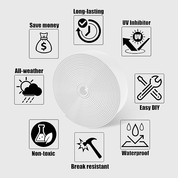 Vinyl Straps for Patio Chair Repair Kit 2'' Wide 50 Ft Long Replacement Straps + 50 Free Rivets for Outdoor Lawn Furniture Chaise Lounge Repair (White)