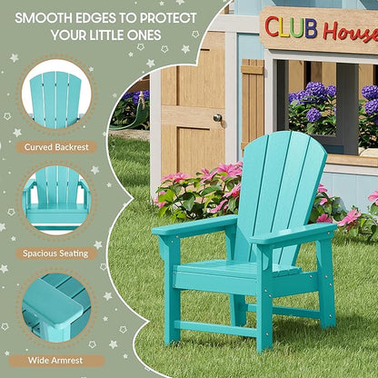 WestinTrends Malibu Kids Outdoor Adirondack Plastic Patio Chair (Set of 2), Turquoise