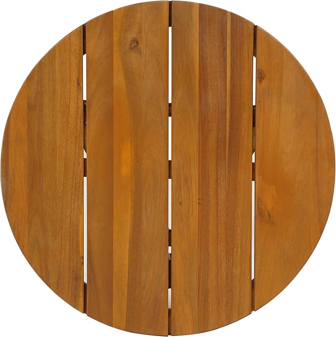 Christopher Knight Home Esther Small Outdoor Round Side Table, Slat Panel Coffee Table - Photo 4