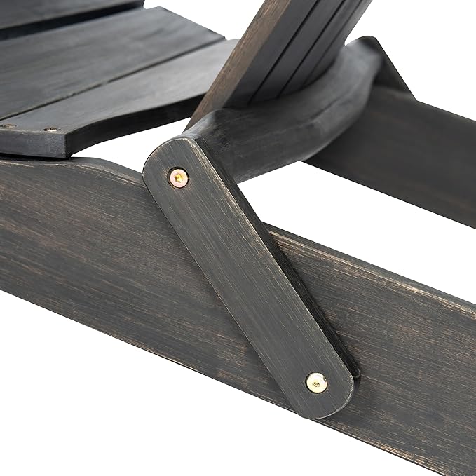 Folding Adirondack Chair, Outdoor Dark Gray Adirondack Chairs with Wood Texture, Acacia Wood Fire Pit Chairs, All Weather, for Deck Backyard Patio Outdoor Garden