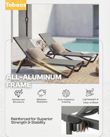 Outdoor Chaise Lounge Chair Set of 30, 5-Position Adjustable Patio Lounge Chair with Aluminum Frame - Photo 4