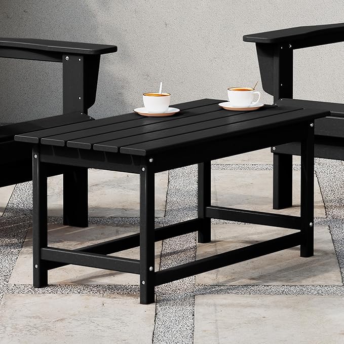 WestinTrends Malibu Outdoor Coffee Table, 35" x 17.5" All Weather Poly Lumber Patio Adirondack Coffee Table for Garden Lawn Porch Balcony, Black