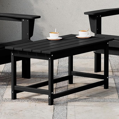 WestinTrends Malibu Outdoor Coffee Table, 35" x 17.5" All Weather Poly Lumber Patio Adirondack Coffee Table for Garden Lawn Porch Balcony, Black