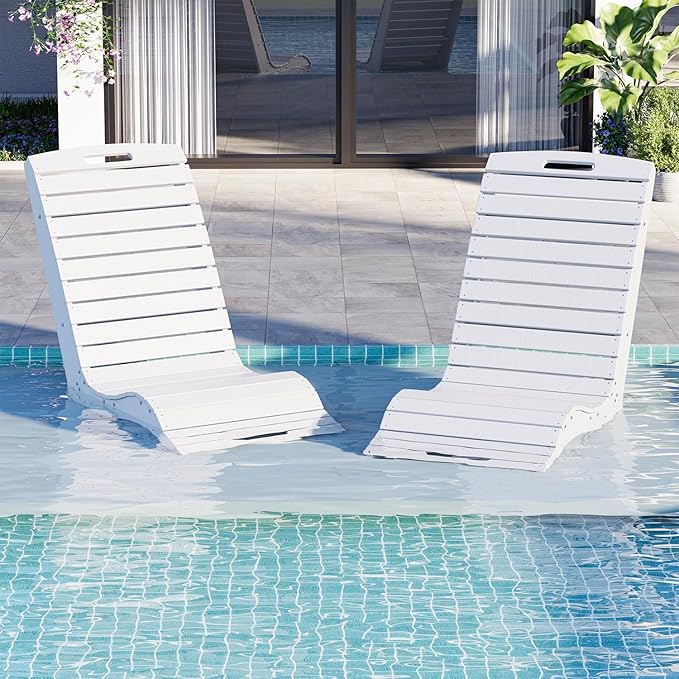 MELLCOM HDPE Pool Lounge Chair, in Pool Lounge Chair up to 10-Inches of Water, Chaise Lounge Chair with Wheels - Photo 7