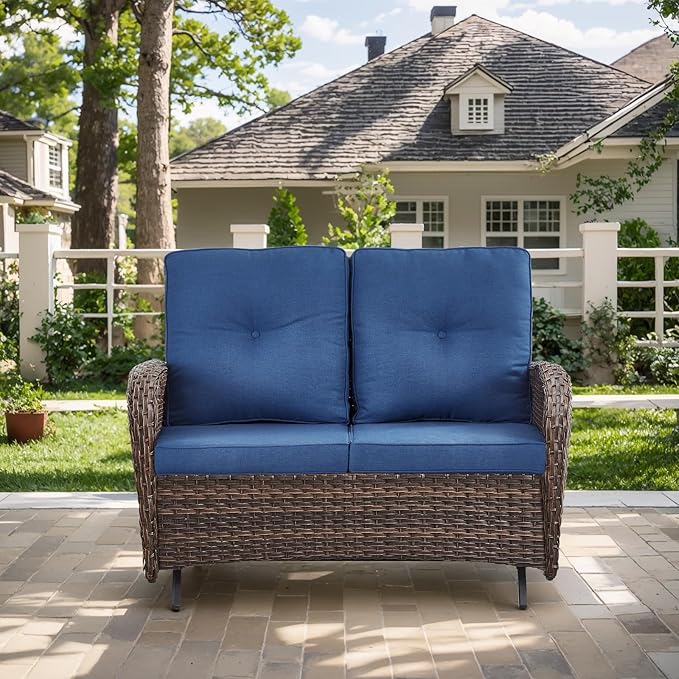 Outdoor Glider Bench-2 Seater Patio Glider Loveseat with High Back and Deep Seating Outdoor Couch for Deck Porch Garden - Photo 1