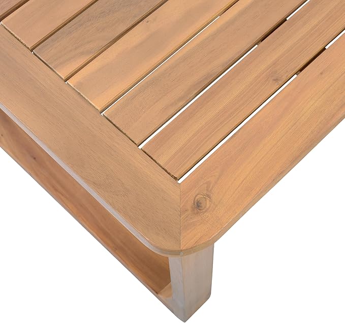 Christopher Knight Home Lebat Patio Acacia Wood Coffee Table, Solid Wood Outdoor Table for Patio Furniture Set - Photo 10
