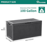 YITAHOME 100 Gallon Large Resin Deck Box Outdoor Storage Boxes for Patio Furniture, Outdoor Cushions - Photo 6