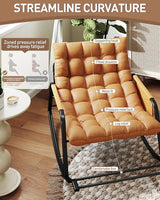 Oversized Indoor Rocking Chair, Plush Papasan Chair with Comfy Padded Cushions & Side Pocket, for Patio Garden, Porch - Photo 6
