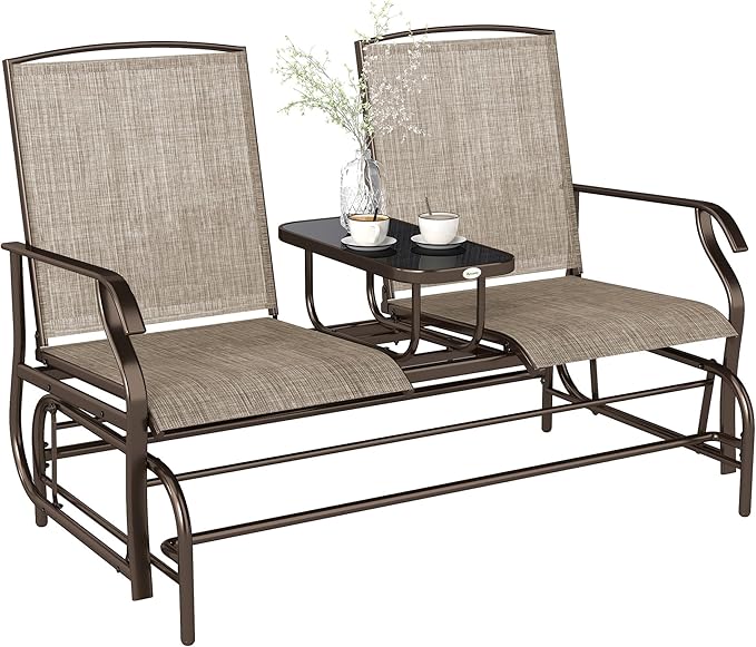 Outsunny Outdoor Glider Bench with Center Table - Photo 1