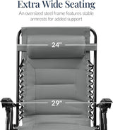Best Choice Products Oversized Padded Zero Gravity Chair, Folding Outdoor Patio Recliner - Photo 3