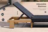 PURPLE LEAF Patio Lounge Chair Modern Outdoor PU Leather Style Chaise Lounge 1 Piece with Side Table Adjustable - Photo 6
