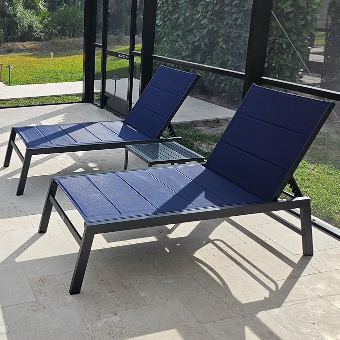 PURPLE LEAF Extra Large Outdoor Chaise Lounge 2 Pieces Aluminum Patio Lounge Chair with Wheels Reclining Chair for - Photo 3