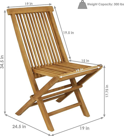 Sunnydaze Hyannis Solid Teak Outdoor Folding Dining Chairs - Light Wood Stain Finish - 1 Chair
