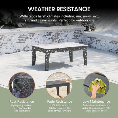 WestinTrends Malibu Low Outdoor HDPE Patio Rectangle Coffee Table, Gray