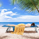 Tangkula Beach Lounge Chair, Outdoor Folding Tanning Chair with Face/Arm Hole, 2 Carry Handle, Pillow - Photo 2