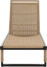 SAFAVIEH Outdoor Patio Furniture Collection - Arman Black Metal & Heather Tan Rope Chaise Lounge Chair - Photo 1