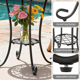 Side Table Outdoor, Mosaic Patio Table with Planter Stand, 22" H Iron Coffee End Table - Photo 6