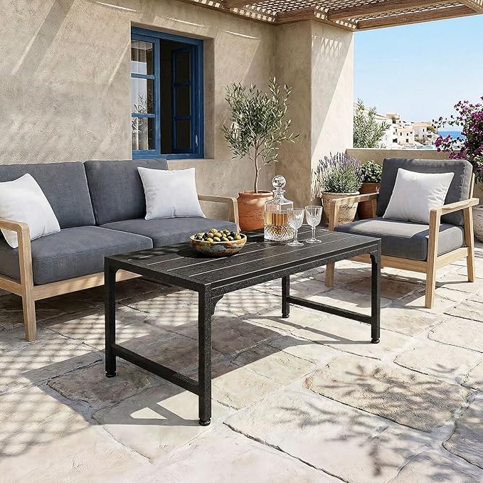 ODK Outdoor Coffee Table, Rectangle Weather-Resistant Patio Coffee Table for Garden, Balcony, Hot Tub, Poolside - Photo 5