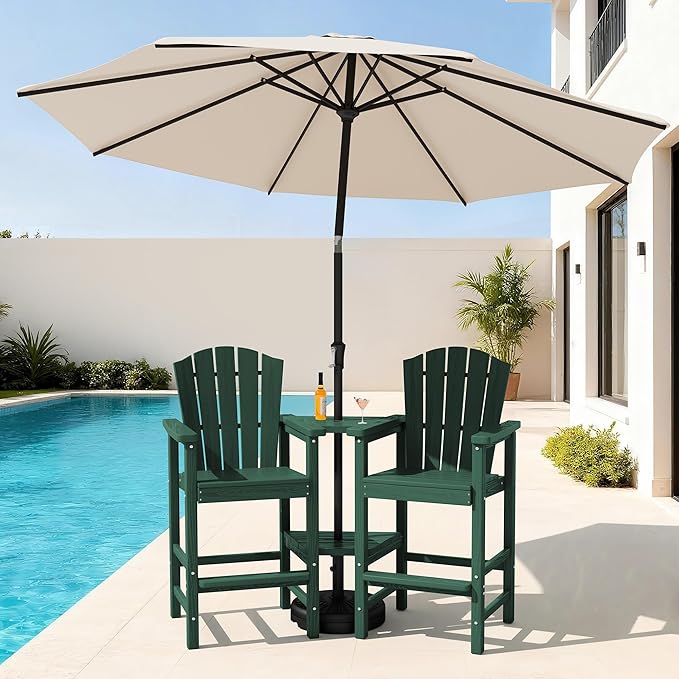 KINGYES Tall Adirondack Chair Set of 2 with 9FT Umbrella - Photo 1