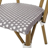 Christopher Knight Home Gwendolyn Outdoor French Bistro Chairs (Set of 2), Gray + White + Bamboo Print Finish - Photo 4