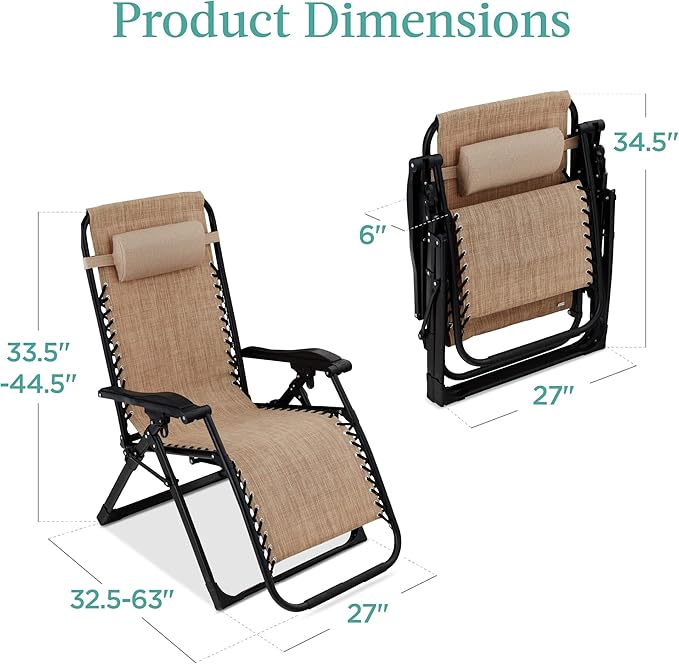 Best Choice Products Oversized Zero Gravity Chair, Folding Outdoor Patio Recliner - Photo 3